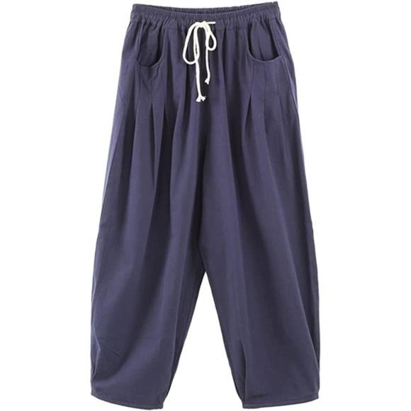Women's Baggy Drawstring Pants Wide Leg Pants Casual Elastic Waist Trousers